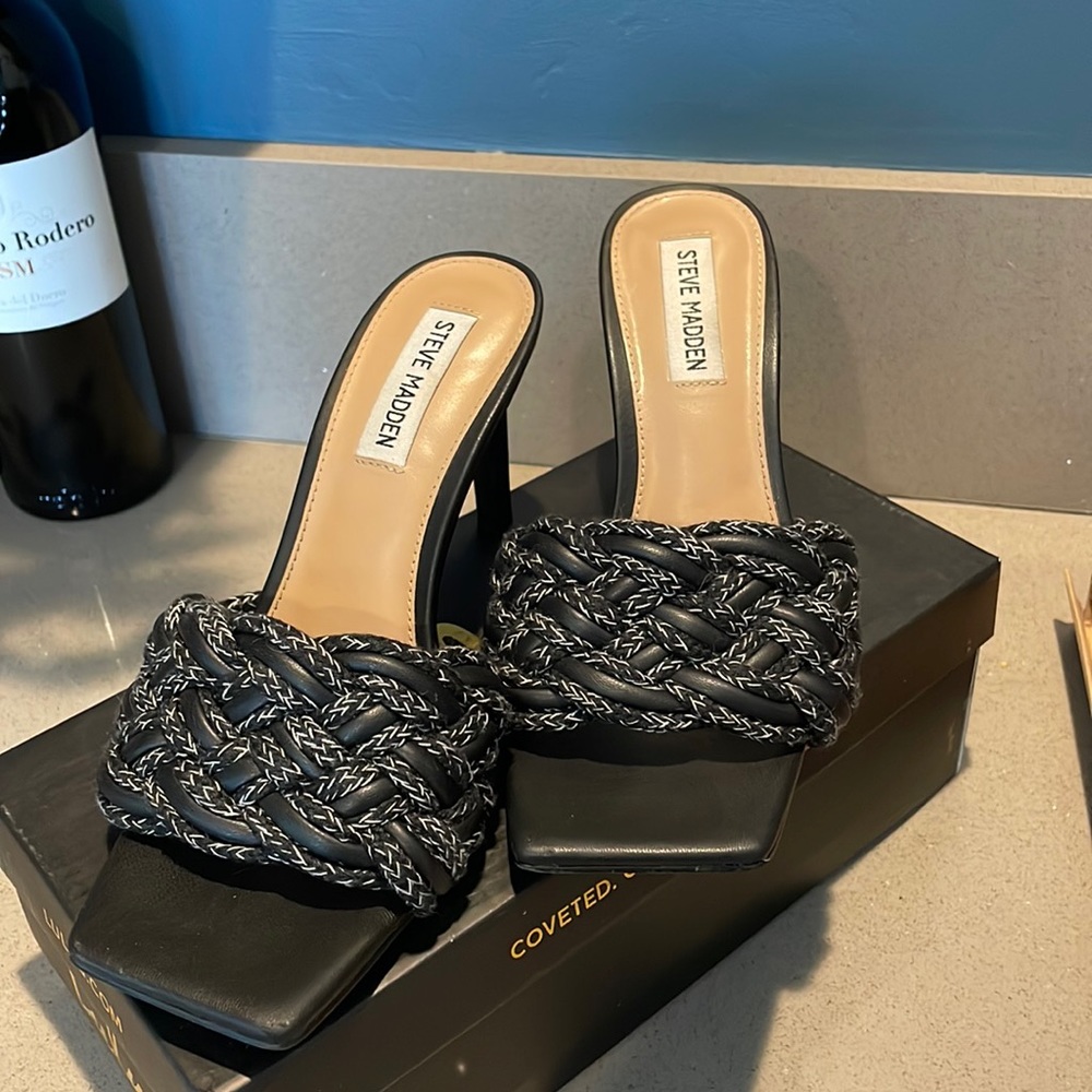 Black Square-toe Heels